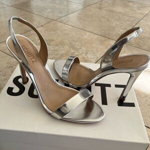 SCHUTZ Metallic Silver Heels